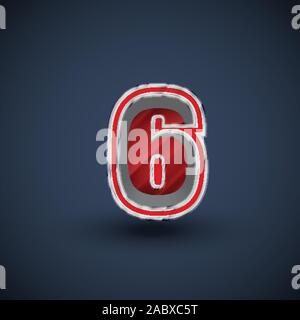 3D red steel font character, vector Stock Vector