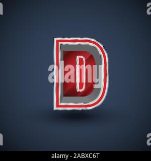 3D red steel font character, vector Stock Vector