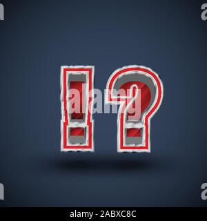 3D red steel font character, vector Stock Vector