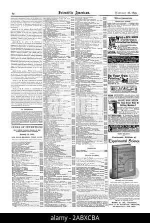 TO INVENTORS. INDEX OF INVENTIONS For which Letters Patent of the United States were Granted January 15 1895 AND EACH BEARING THAT DATE. '?Jibvertioements. Foot alidHalid Power Plachiperg SENECA PALLS MFG. COMPANY ARTICLES-SMALL OR FINE MACHINERY. SAVE MONEY! Printed rules. MERIDEN CONN. N T. P. WOLCH MFG. C OS BUDOUPY STREET OCOOTOOk N HAVE YOU SEEN The New Green River Al Drilling Machine P NOW READY! Experimental Science 20 Pages and 0 Superb Cuts added. MUNN & CO. Publishers Office of the SCIENTIFIC AMERICAN ORDINARY RATES. Inside Page. each insertion - . 'T5 cents a line Do Your Ow KELSEY Stock Photo