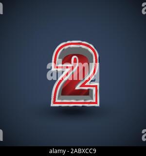 3D red steel font character, vector Stock Vector