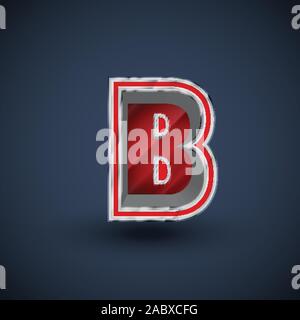 3D red steel font character, vector Stock Vector