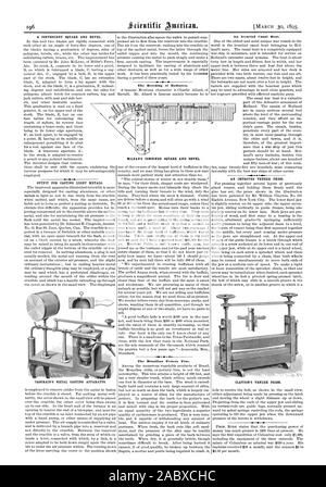 A CONVENIENT SQUARE AND BEVEL. 4  OUTFIT FOR CASTING LIGHT METALS. CASGRAIN'S METAL CASTING APPARATUS. The Breeding of Buffaloes. The Brazilian Pottery Tree. An Ironclad Canal Boat. AN IMPROVED VENEER PRESS. CLAYTON'S VENEER PRESS. McLEAN'S COMBINED SQUARE AND BEVEL., scientific american, 1895-03-30 Stock Photo