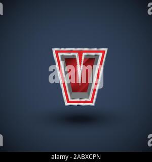 3D red steel font character, vector Stock Vector
