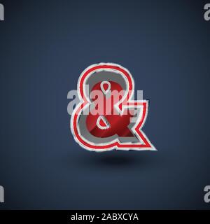3D red steel font character, vector Stock Vector