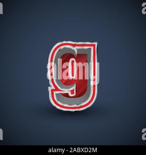 3D red steel font character, vector Stock Vector