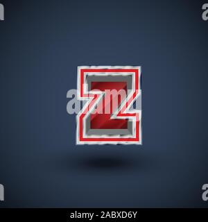 3D red steel font character, vector Stock Vector