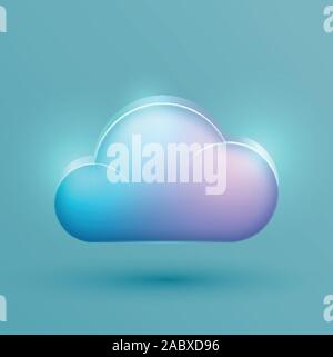 Neon realistic cloud icon, vector Stock Vector