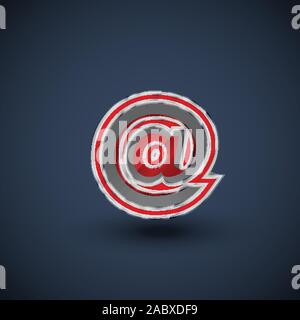 3D red steel font character, vector Stock Vector