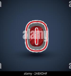 3D red steel font character, vector Stock Vector