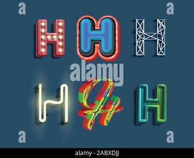 A character set of 6 different styled font, vector Stock Vector