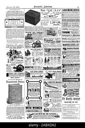 HENRY CAREY BAIRD 6: CO. The Largest The Smallest FOR SNAP SHOTS OR TIME EXPOSURES. Room 55 163 State St. CHICACO. Our ito Light Dynamo. ENGINES. MUNN & CO. Publishers. Office of the SCIENTIFIC AMERICAN 361 BROADWAY. NEW YORK. 'WOLVERINE' GAS AN° GASOLINE 'Pacific' 86 'Union' Gas 84 Gasoline ENGIN ES. ENGINE CO. SINTZ GAS ENGINE CO. GRAND RAPIDS MICR. Gas.n GAS and GASOLINE ENGINES. The Springfield Springfield 0. MONITOR VAPOR ENGINE AND POWER COMPANY GASOLINE LAUNCH ENGINES AND LAUNCHES PATENTS BRASS BAND EN! WOMEN HPHANNON ullAIPANK HERE ACAIN! SHOEMAKER'S POULTRY ments. JOHN WOODEN TANKS Stock Photo