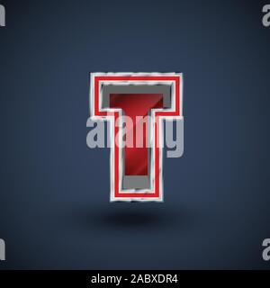 3D red steel font character, vector Stock Vector