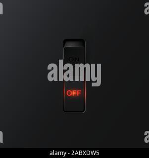 Realistic black switch with backlight OFF, vector Stock Vector