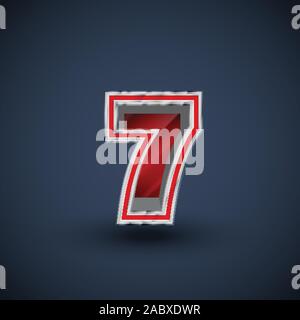 3D red steel font character, vector Stock Vector
