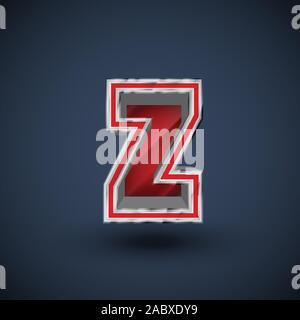 3D red steel font character, vector Stock Vector