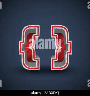 3D red steel font character, vector Stock Vector