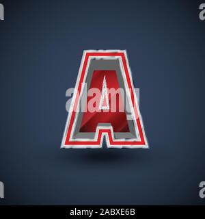 3D red steel font character, vector Stock Vector