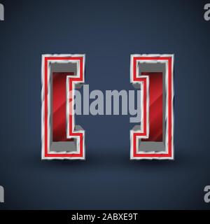 3D red steel font character, vector Stock Vector