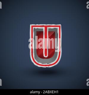 3D red steel font character, vector Stock Vector