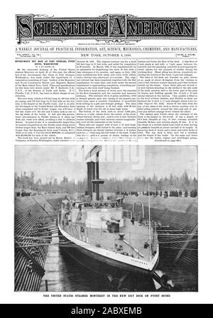 A WEEKLY JOURNAL OF PRACTICAL INFORMATION ART SCIENCE MECHANICS CHEMISTRY AND MANUFACTURES. Vol. LXXVNo. 14. Entered at the Post Office of New York N. Y. aa Second Clasa matter.) GOVERNMENT DRY DOCK AT PORT ORCHARD PUGET SOUND WASHINGTON. THE UNITED STATES STEAMER MONTEREY IN THE NEW DRY DOCK ON PUGET SOUND., scientific american, 1896-10-03 Stock Photo