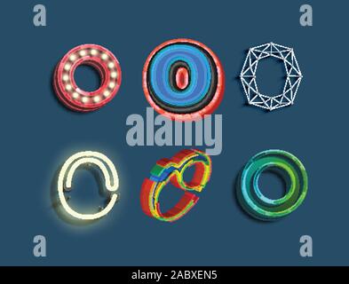 A character set of 6 different styled font, vector Stock Vector