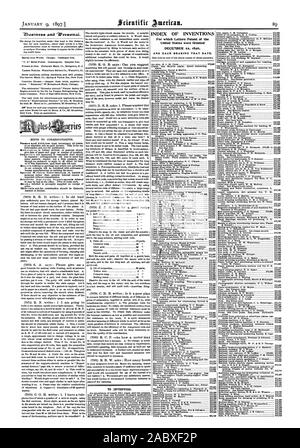TO INVENTORS. INDEX OF INVENTIONS For which Letters Patent of the United States were Granted alarm., scientific american, 1897-01-09 Stock Photo