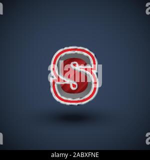 3D red steel font character, vector Stock Vector