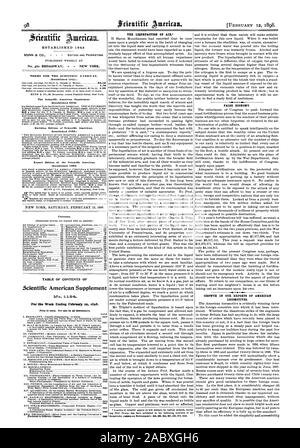 FEBRUARY 12 1898. ESTABLISHED 1 845 No. 361 BROADWAY  NEW YORK. The Scientific American Supplement (Established 1876) Building Edition of Scientific American. (Established 1853.) Export Edition at the Scientific American Contents. New York Riverside Drive 97 Scientific American Supplement Price 10 cents. For sale by all newsdealers. XVII. TECHNOLOGY.-Silver Glaze and the Varying Coloration it Produces in Different Glasses 18432 THE LIQUEFACTION OF AIR. FALSE ECONOMY. M. 4  S41 GROWTH IN OUR EXPORTS OF AMERICAN LOCOMOTIVES.  A series of valuable papers on this subject by various authors includ Stock Photo