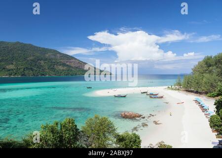 The famous white strip of sand on Ko Lipe, Thailand Stock Photo