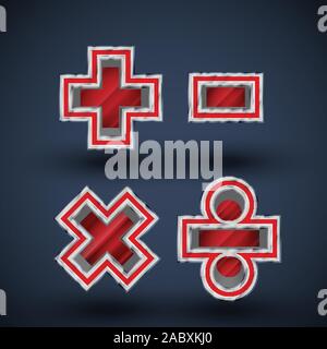 3D red steel font character, vector Stock Vector
