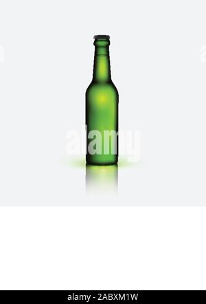 Green realistic bottle of beer, vector illustration Stock Vector