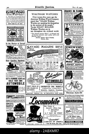 Acetylene Gas Generation PERFECTED. J. B. COLT CO. Dept. S 21 Barclay St. New York. Boston. Chicago. Philadelphia.  STEWARD'S WONDER 0?  . STYLE  0003. „  VICTORIA TOP. Note Change of Executive Offices from  BROADWAY NEW YORK to 7 EAST 42d STREET THE 7 East 42d Street New York. 1, scientific american, 1901-05-18 Stock Photo