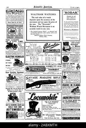 A. LESCHEN & SONS ROPE CO. LESCHEN CO.'S PATENT AERIAL WIRE ROPE TRAMWAY. AVAGE.0 ocomokii SOME OF THE IMPROVEMENTS ' LOCOMOBiLES.' Enlarged Water Tank. Spring Coll Piping. Extra Large Cylinder Oil Cup. Gasolene Shut-off Valve from the Seat Feed Water Heater. OF AMERICA 7 East 42d Street New York. STYLE 0003. VICTORIA TOP. MAGAZINE RIFLE ww .303 and 30-30 Caliber. The Rifle of the 20th Century SAVACE ARMS CO. UTICA N. Y. U.S. A. IMPROVED 1901 MODELS FOR QUICK DELIVERY COLUMBIA RUNABOUT ON ONE CHARGE OF BATTERIES FORTY MILES AUTOMOBILES Electric Gasolene Reliability in Service Simplicity in Stock Photo