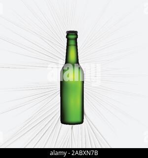 Green realistic bottle of beer, vector illustration Stock Vector