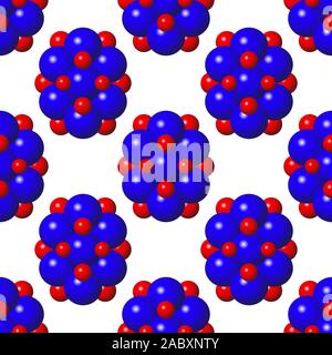 Abstract Molecules Design. Blue Red Spheres Seamless Pattern. Molecular Structure Atoms. Medical Background for Banner Stock Vector