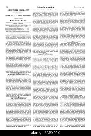 SCIENTIFIC AMERICAN MUNN & CO. - Editors and Proprietors Published Weekly at No. 361 Broadway New York WIRELESS TELEGRAP AND THE 'ST. LOUIS.' MAGNITUDE OF COMMERCE ON THE LAKES. NEW METHODS OF TUNNELING. A DOZEN NEW VESSELS FOR THE SHIPPING TRUST. THE HUMORS OF RAILROADING. SUBWAY VENTILATION. COLONISTS FOR OUR NEW PUBLIC LANDS., 1903-01-24 Stock Photo