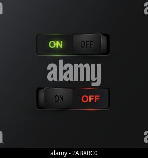 Realistic black switches with backlight ON/OFF, vector Stock Vector ...