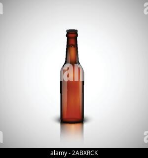 Brown realistic bottle of beer, vector illustration Stock Vector