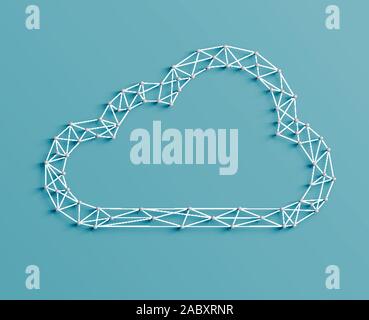 Realistic illustration of a cloud icon made by pins and strings, vector Stock Vector