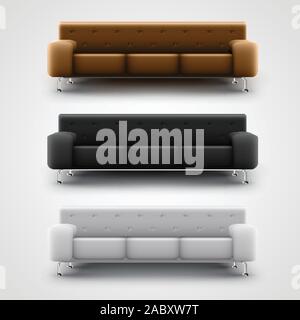 Brown, black, and white couches, vector Stock Vector