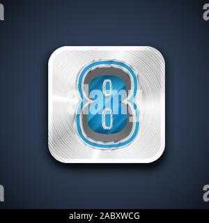 Metallic 3D character from a font set, vector illustration Stock Vector