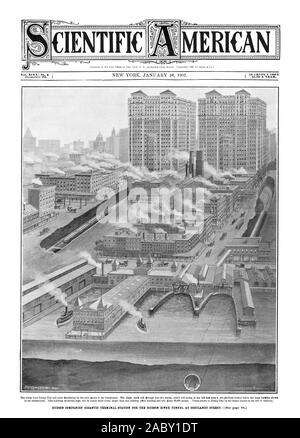 scientific american, 1907-01-26, Hudson companies' gigantic terminal station for the Hudson river tunnel at Cortlandt street Stock Photo