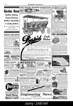 WORK SHOPS MACHINERY W. F dt JOHN BARNES CO. % 2d Floor. Wilshire. Cleveland 0. PLENTY OF RUNNING WATER THE PETTYJOHN CO. THOUSANDS OF SATISFIED USERS 1907 Sales Over $600000.00 Repairs Average Under $3.00 per Month THE HOLSMAN AUTOMOBILE CO. THE CURTIS & CURTIS CO. A WATCHMAKER Garden Hose Rubber Belting Steam Packing Rubber Specialties N. Y. BELTING 86 PACKING C WRITE FOR CATALOGUE and gives 10 per cent. More Power. CRUDE ASBESTOS DIRECT FROM MINES R. H. MARTIN OFFICE. ST.PAUL BUILDING 60 YEARS' EXPERIENCE DESIGNS COPYRIGHTS &C. Scientific Jimerican MENNEN'S BORATE() TALCUM TOILET POWDER for Stock Photo