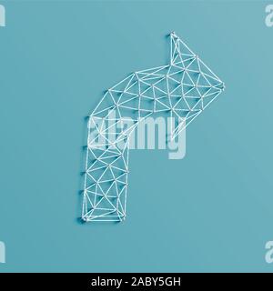 An arrow made by lines and pins, 3D realistic, vector illustration Stock Vector