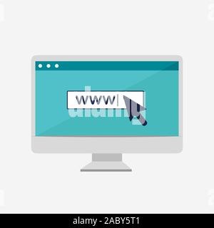 Simple browser window on the computer screen. Flat vector stock illustration. Stock Vector