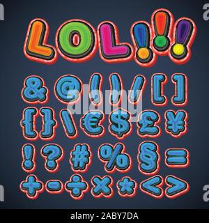 Comic font set, vector Stock Vector