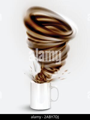 Cocoa yoghurt/drink in a cup, realistic vector illustration Stock Vector