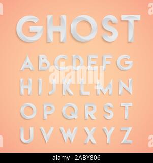 'Ghost' white design typeface, vector Stock Vector