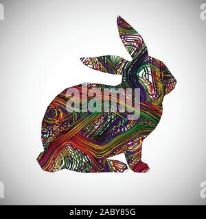 Colorful rabbit made by lines, vector illustration Stock Vector